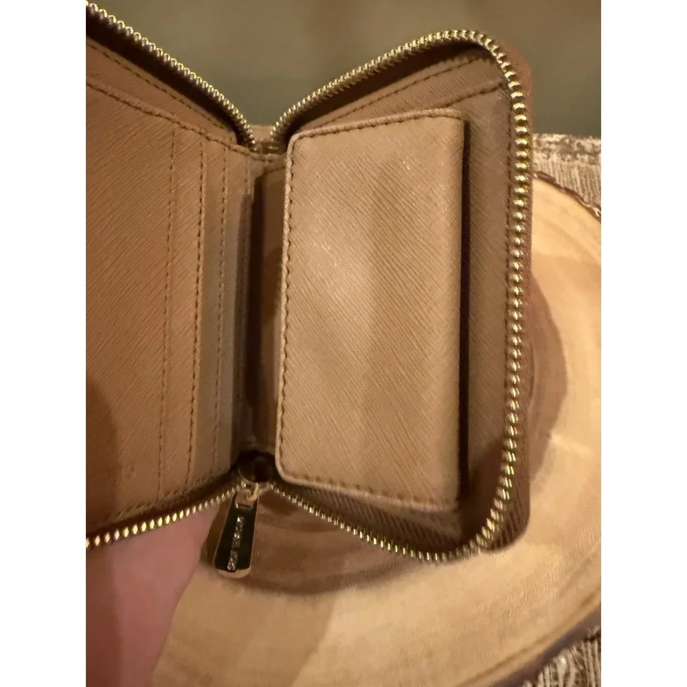 Michael Kors Jet Set Small Zip Around BiFold‎ Leather Wallet Acorn Tan